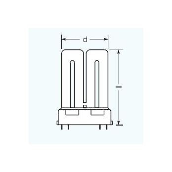 Fluorescente Ralux Twin 24W/840 attacco 2G10, dimensioni d: 79mm e I: 165mm