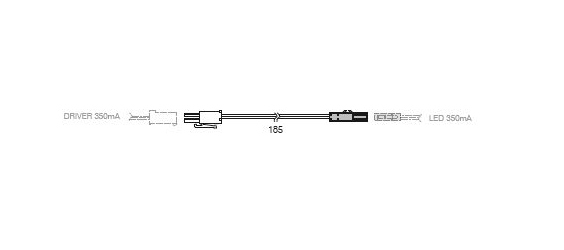 Cavo per connessione singola lunghezza 185mm per i faretti Sun e Sun Q a 350mA di Forma e Funzione.