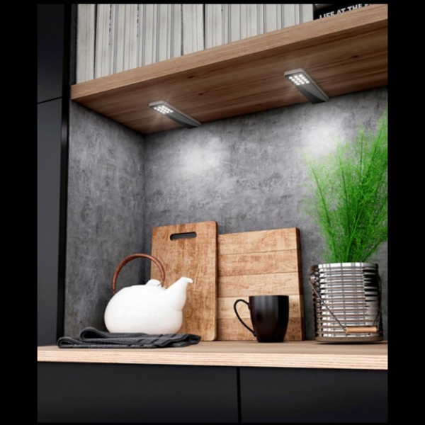 faretto a led Key-Dot senza interruttore installazione sottopensile cucina, nel colore nero