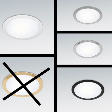 faretto led ad incasso Sun nelle varie finiture: acciaio; alluminio; cromo; bronzo; bianco; nero.