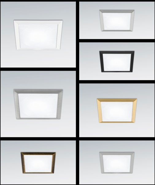 Faretto led ad incasso Sun nelle varie finiture: bianco, acciaio, bronzo, alluminio; nero, oro; cromo.