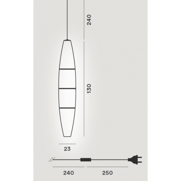 Havana Outdoor sospensione di Foscarini dimensioni, 23 cm x 130 cm, cavo 240 cm + 250 cm..