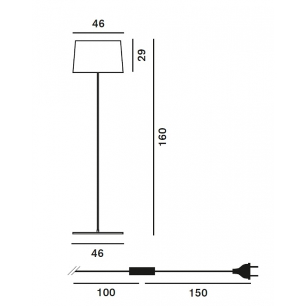 Twiggy Grid Lettura di Foscarini misure cm.45.5 x h. cm. 160. Paralume d. cm. 46 x cm.29, cavo cm. 350+50.