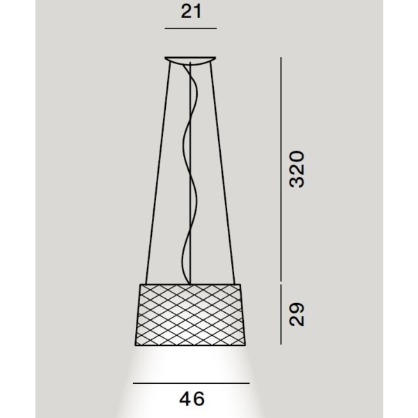 Twiggy Grid Outdoor sospensione di Foscarini misure paralume diam. 46 cm x h. 29 cm. Rosone diam. 21 cm. Cavi 320 cm.