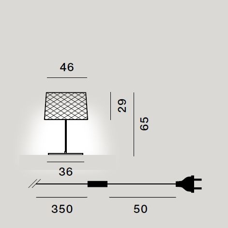 Twiggy Grid XL di Foscarini, misure cm. 36 x h. cm. 67. Paralume d. cm. 46 x cm.29, cavo cm. 350+50.