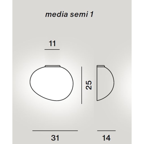 Gregg Media semi 1 di Foscarini dimensioni: 31 cm, 11 cm x h. 25 cm x sp. 14 cm.