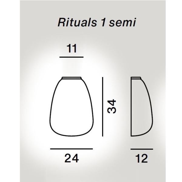 Rituals 1 semi di Foscarini dimensioni, 24/11 cm x 34 cm x 12 cm.