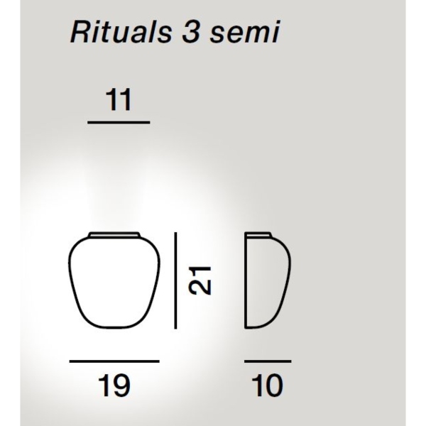 Rituals 3 semi di Foscarini dimensioni, 19/11 cm x 21 cm x 10 cm.