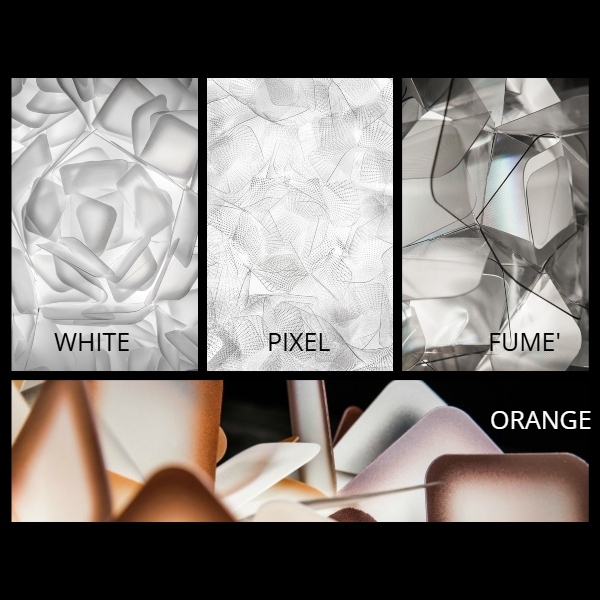 Clizia mini parete/soffitto particolari del diffusore nelle varie colorazioni: white, pixel, fumè e orange