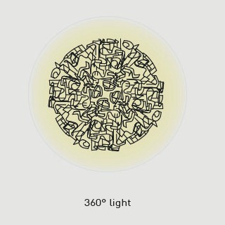 Veli large parete/soffitto luce diffusa 360°. Lampadine led 3 x 12w E27 (escluse)