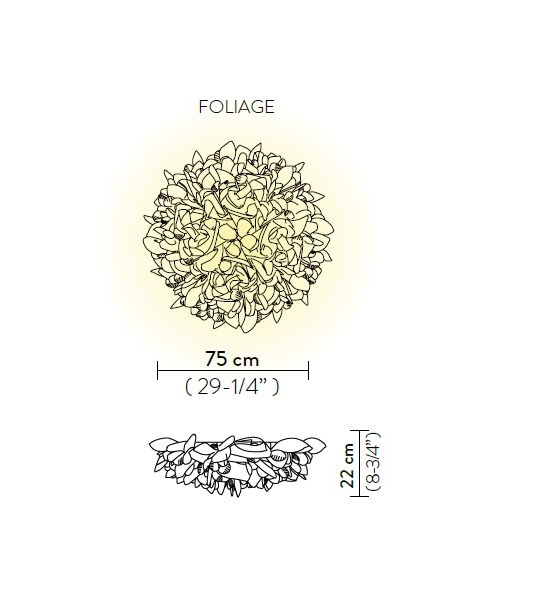 Veli large parete/soffitto nella finitura foliage, misure: cm.75 x cm.75 x h.cm.22