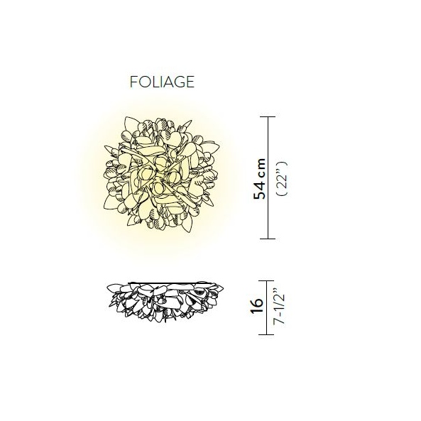 Veli medium parete/soffitto nella finitura foliage, misure: diametro cm.54 x h.cm.16