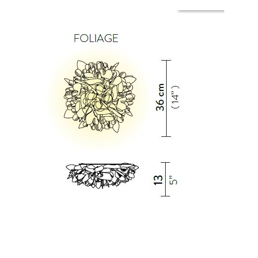 Veli mini parete/soffitto nella finitura foliage, misure: diametro cm.36 x h cm.13