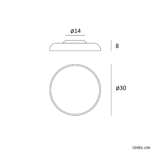 Zero plafoniera di Lumencenter dimensioni: diam. 30 cm, h. 8 cm, base attacco soffitto 14 cm