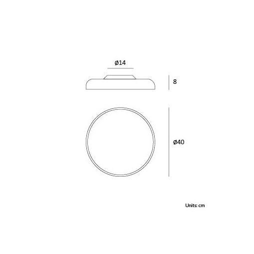 Zero 40 plafoniera di Lumencenter dimensioni: diam. 40 cm, h. 8 cm, base attacco soffitto 14 cm