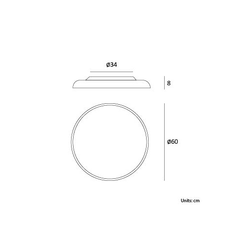 Zero 60 plafoniera Lumencenter dimensioni: diam. 60 cm, h. 8 cm, base di fissaggio 34 cm