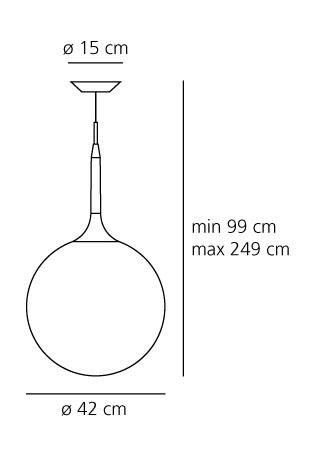 Castore 42 sospensione misure diametro cm.42 x h. cm.249 max