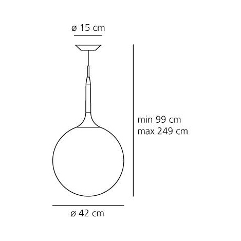 Castore 42 sospensione misure diametro cm.42 x h. cm.249 max