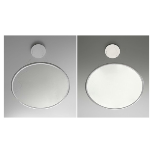 Discovery sospensione accesa e spenta, nella finitura silver