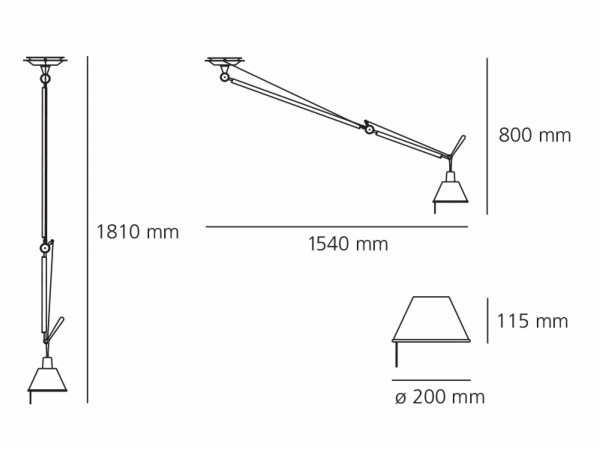 Tolomeo sospensione decentrata misure cm.181/154xh.cm.76