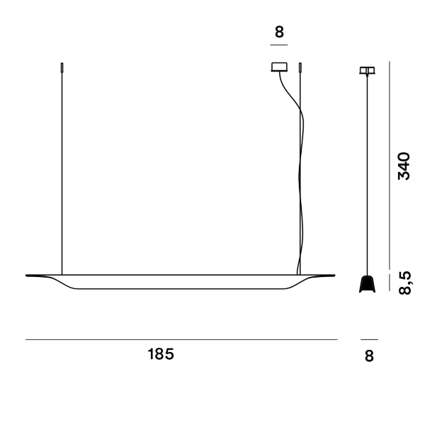 misure in centimetri: 185x8x8,5 (lunghezza, larghezza, altezza)