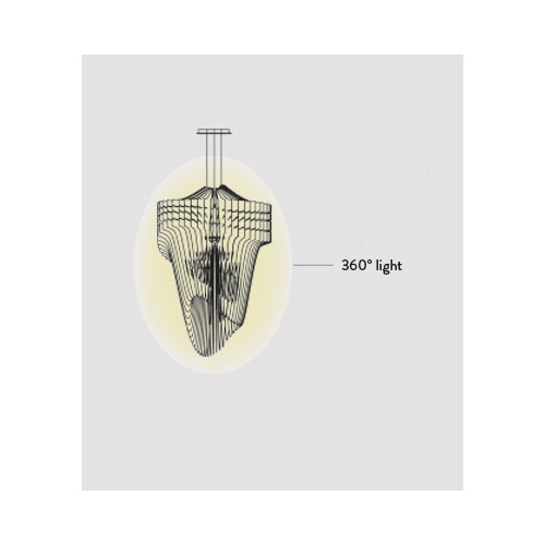 Aria transparent large sospensione, luce diffusa 360°. Lampadina led 70w  220v 7000lm 2700k