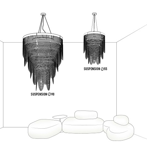 Ceremony sospensione nella versione diametro cm. 90 e diametro cm. 50