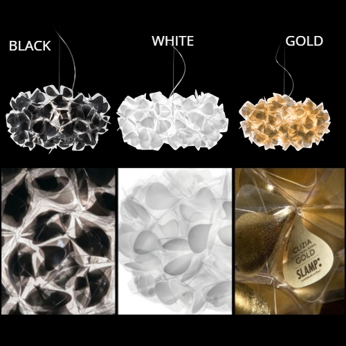 finiture del diffusore nelle diverse varianti colori: gold, black e white