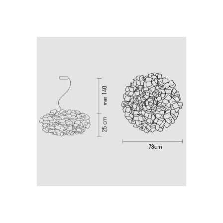 Clizia large sospensione misure diametro cm.78 x h cm.28