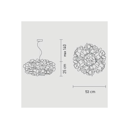 Clizia medium sospensione misure diametro cm.53 x h cm.25