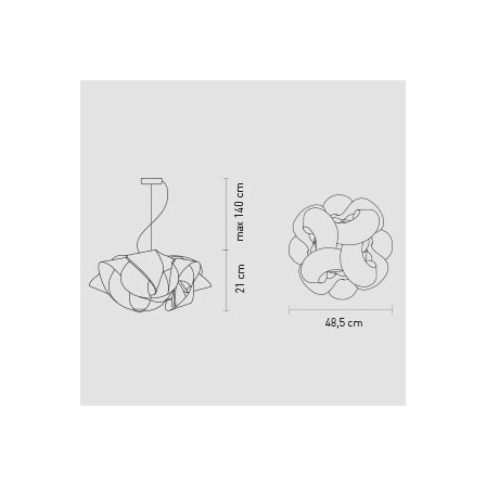 Fabula a sospensione dimensioni 48x48x21cm di altezza - altezza massima 140cm peso netto 1,10kg - peso lordo 2,10kg