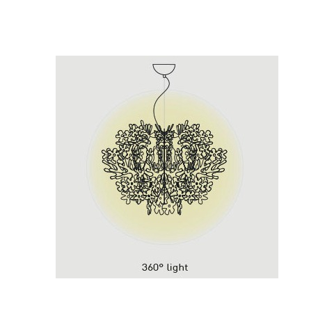 Fiorella sospensione luce diffusa 360°. Lampadina led 12w E27