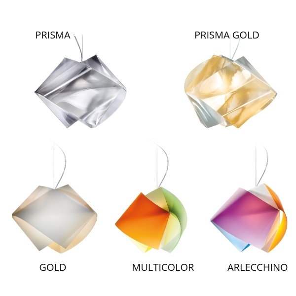 Gemmy sospensione, nella gamma completa di finiture prisma, prisma gold, gold, multicolor e arlecchino