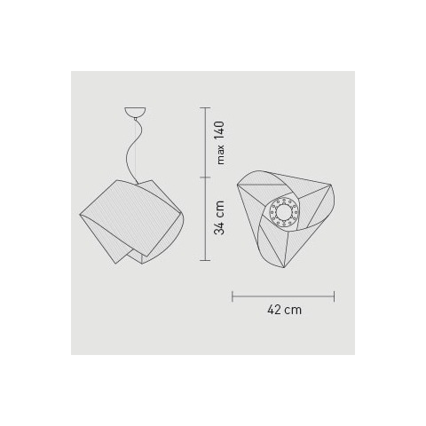 dimensioni della lampada sospensione Gemmy misure cm.41 x cm.41 x cm.34