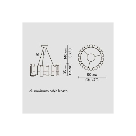 La Lollo large sospensione misure diametro cm.80 x h cm.35