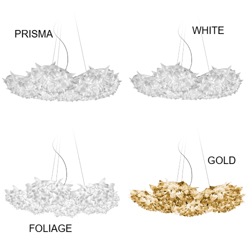lampada da sospensione Veli 7 nelle finiture: prisma, white, foliage e gold