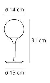 Castore 14 tavolo misure diffusore diametro cm.14 - stelo h cm.31 - base diametro cm.13