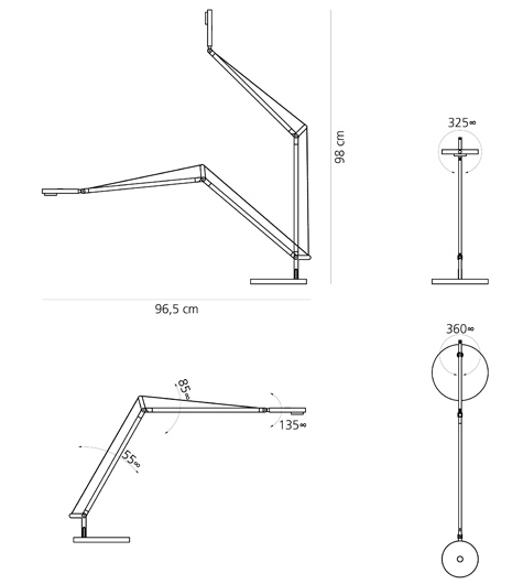 Demetra Professional tavolo misure cm.63/96,5xh.cm.57/84