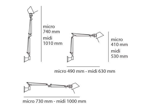 Tolomeo Micro misure d'ingombro con il supporto a parete