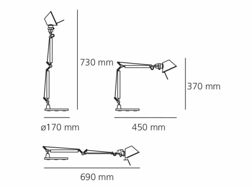 Tolomeo micro solo corpo misure cm.45/69 x h cm.37/73