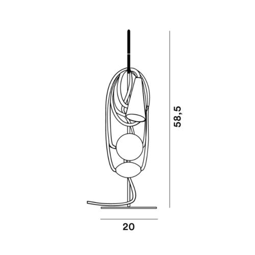 Filo lampada da tavolo misure: diametro cm.20 x h.cm.58,5