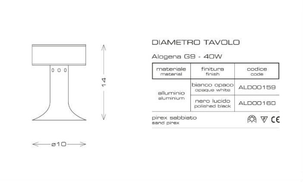 Diametro tavolo scheda tecnica