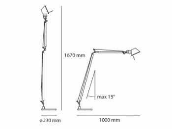 Tolomeo corpo, con supporto terra diam.23cm. Dimensioni cm.100 x h cm.167