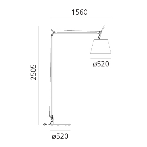 Misure della lampada Tolomeo Maxi led da terra