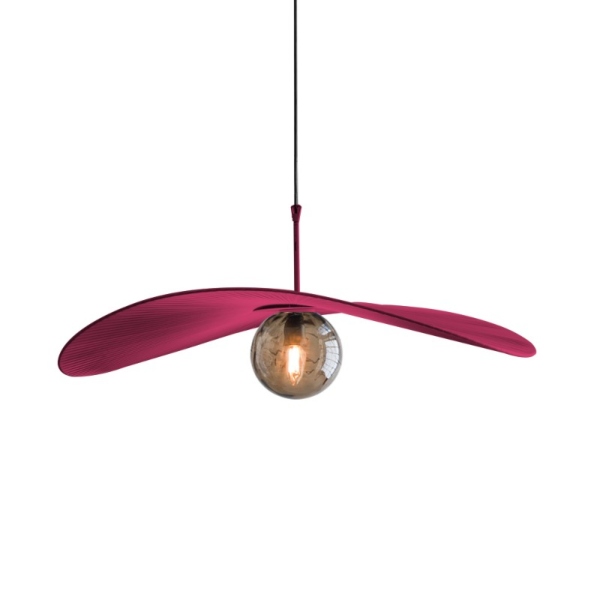 Lampada a sospensione Vogue Big Plisse 190x110 cm bordeaux-vetro tortora di Adriani&Rossi