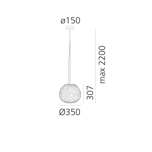 Meteorite 35 sospensione misure diametro cm.35 x h.cm.30,7