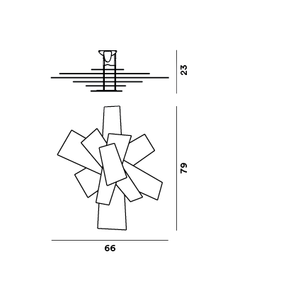 Big Bang parete/soffitto misure cm.66xcm.23xcm.79