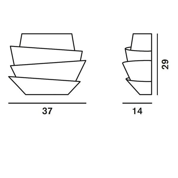 Le Soleil lampada da parete misure cm.37 x h.cm.29 x cm.14