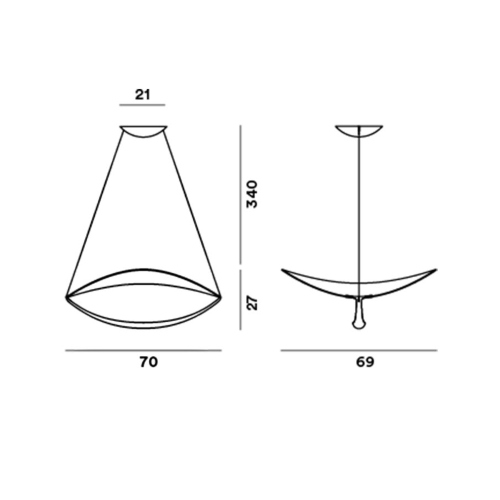 Plena MyLight sospensione misure cm.70xcm.69