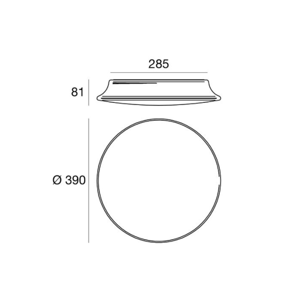 MyWhite parete/plafone d. 39 di Linea Light misure: diametro cm 28,5/39 x h. cm. 8,1
